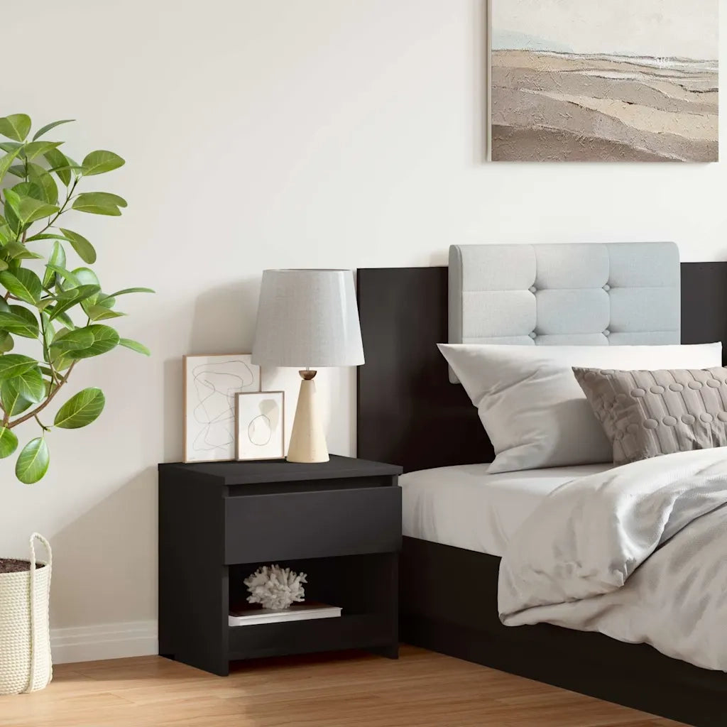 Comodino Nero 40x30x39 cm in Legno Multistrato 803445