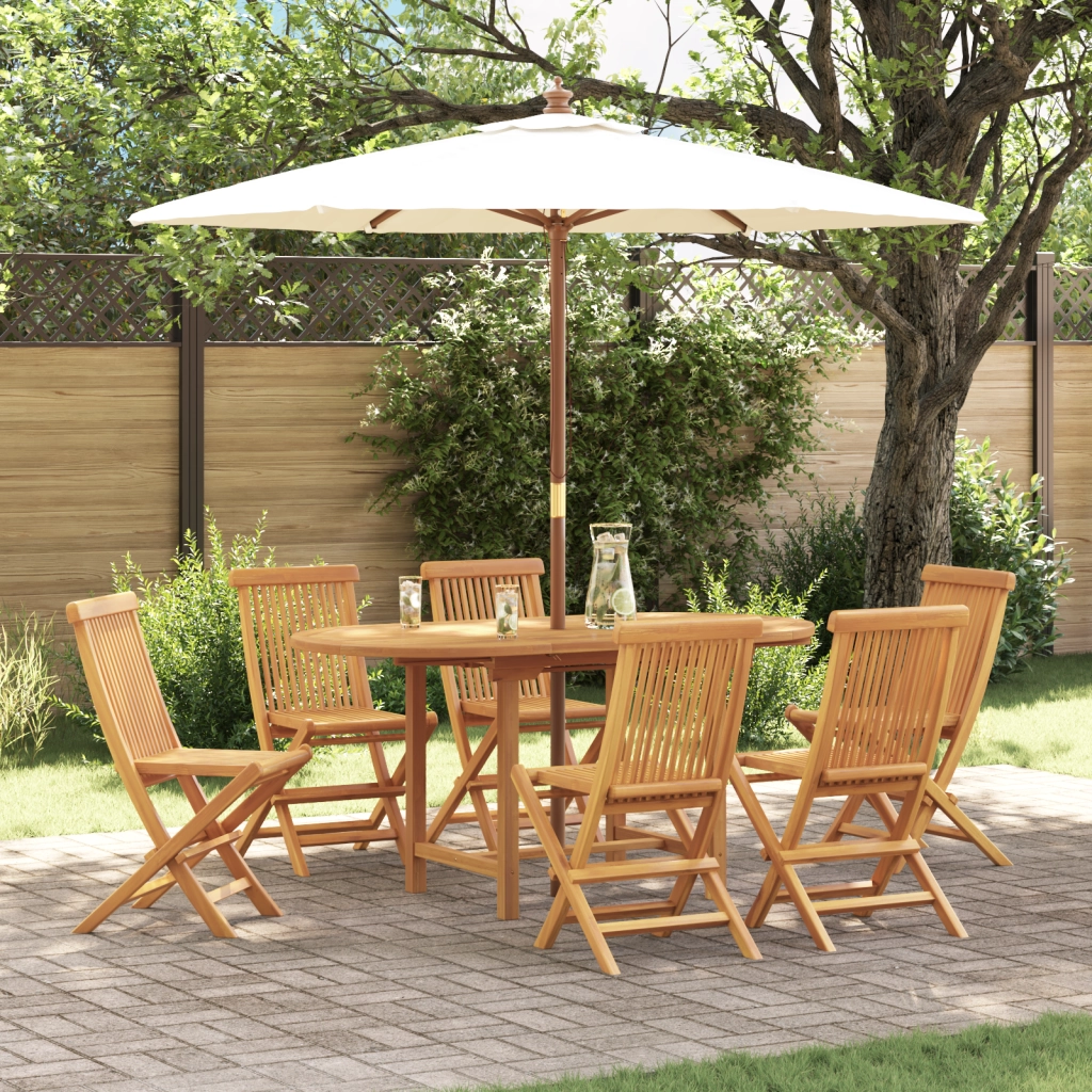Set da Pranzo da Giardino da 7 Pezzi in Legno Massello di Teak