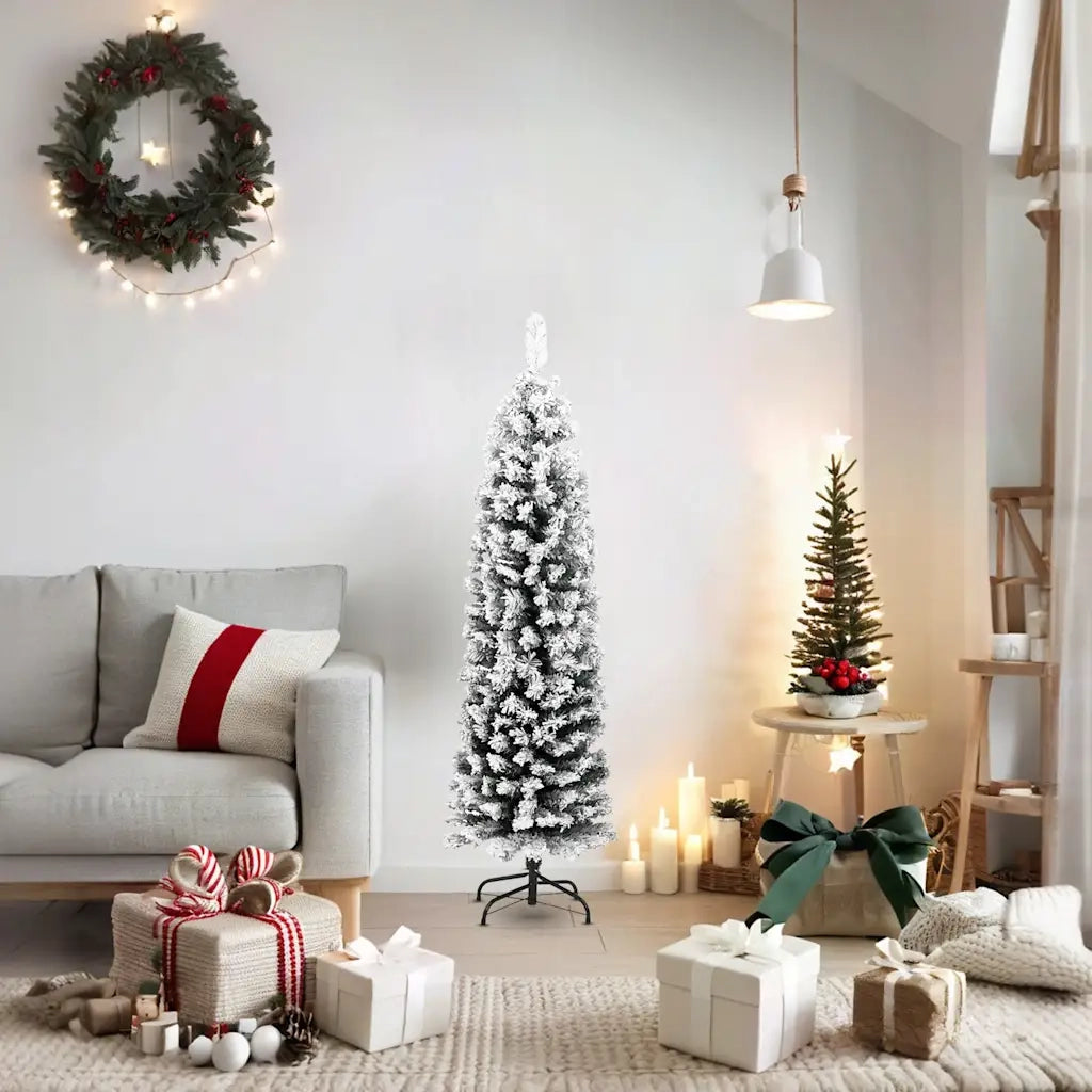 Albero di Natale | Decorazioni natalizie Artificiale con Neve Fioccata Verde 150 cm PVC
