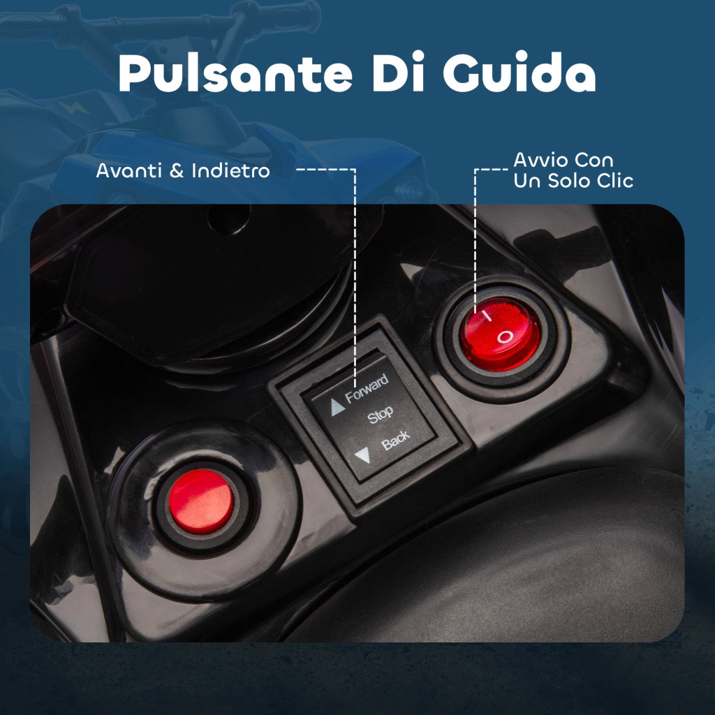 Quad Elettrico per Bambini ATV 6V Ricaricabile con Fari e Musica Blu