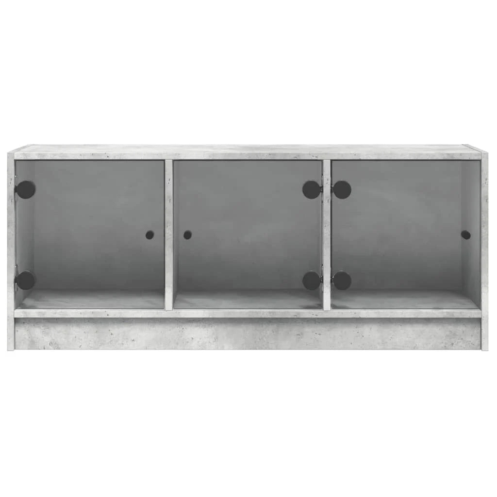 Mobile TV multimediale scaffale TV credenza mobile TV sala da pranzo soggiorno camera da letto con ante in vetro 102 x 37 x 42 cm grigio 02_0026904