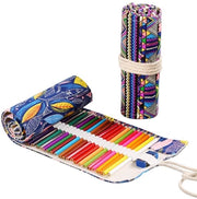 Etui a Penna con Rollo 72 Sfumature - Borsa a Penna in Canapa - Ospitante - Sostenibile - Leggero - 2 Pezzi (Disegno a Punti/Disegno Bohemien) - Organizzatore a Penna