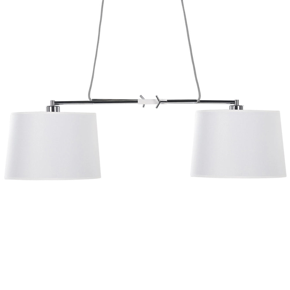 Lampadario a 2 Luci Bianco con Struttura in Metallo luce a sospensione stile moderno