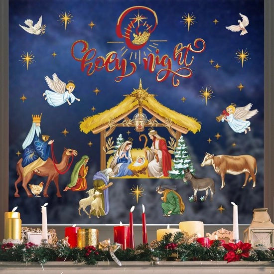 Decorazione per finestra stile presepe con Gesù doppia faccia per vetro decorazione per finestre per Natale stile presepe decorazione per finestre doppia faccia per vetro decorazione per finestre per Natale