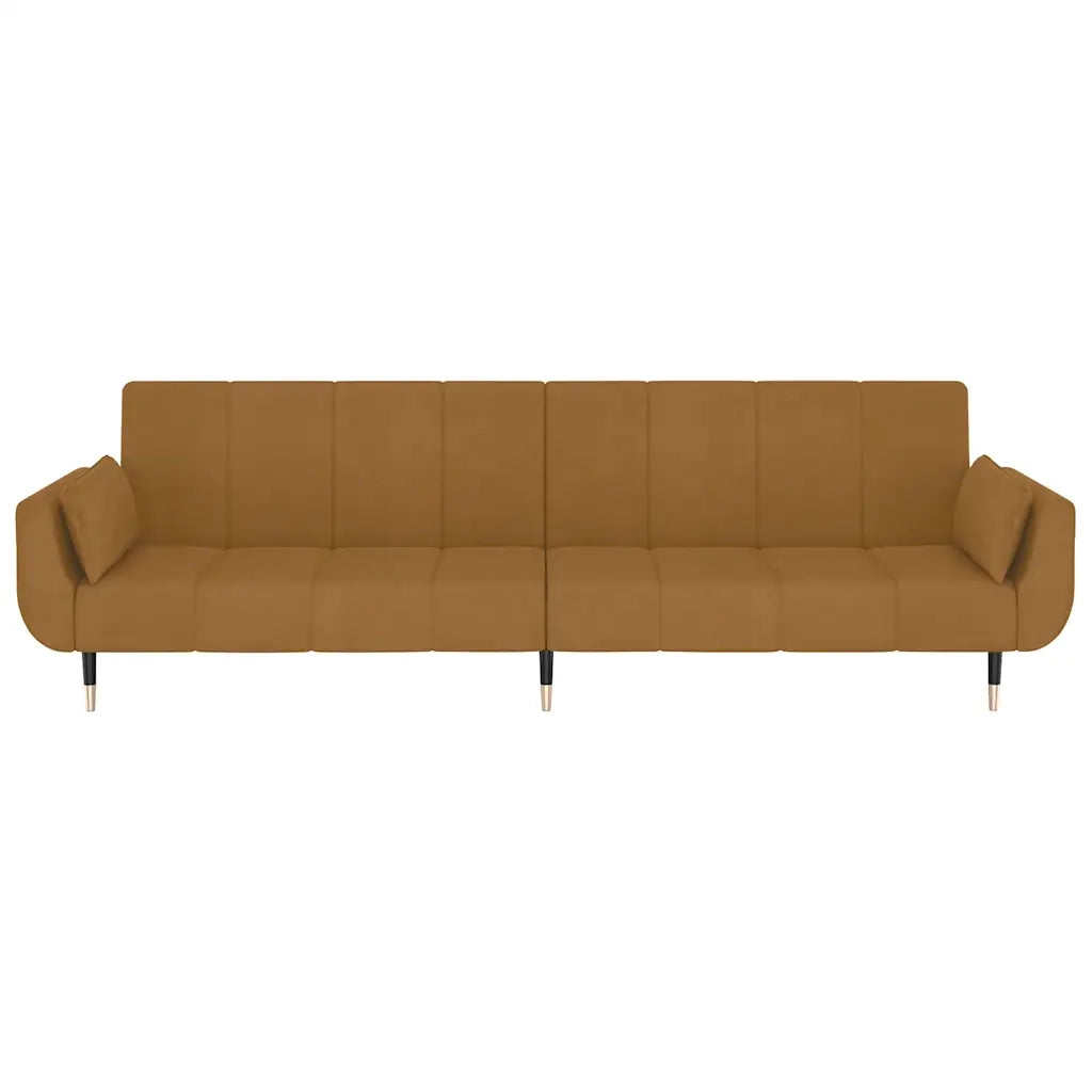 Divano Letto a 2 Posti con 2 Cuscini Marrone in Velluto cod mxl 15390