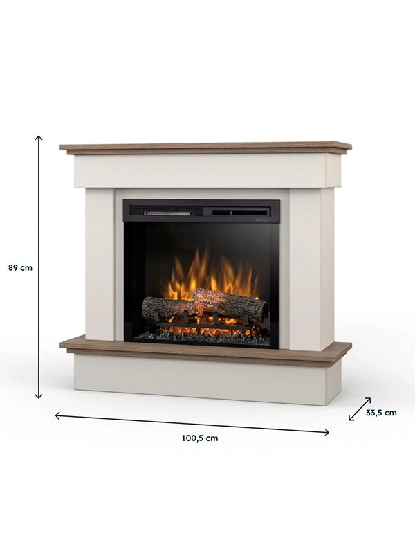 TORMES - Caminetto elettrico a libera installazione a LED - 23" - Cashmere - Rovere - 100,5 x 89 x 33,5