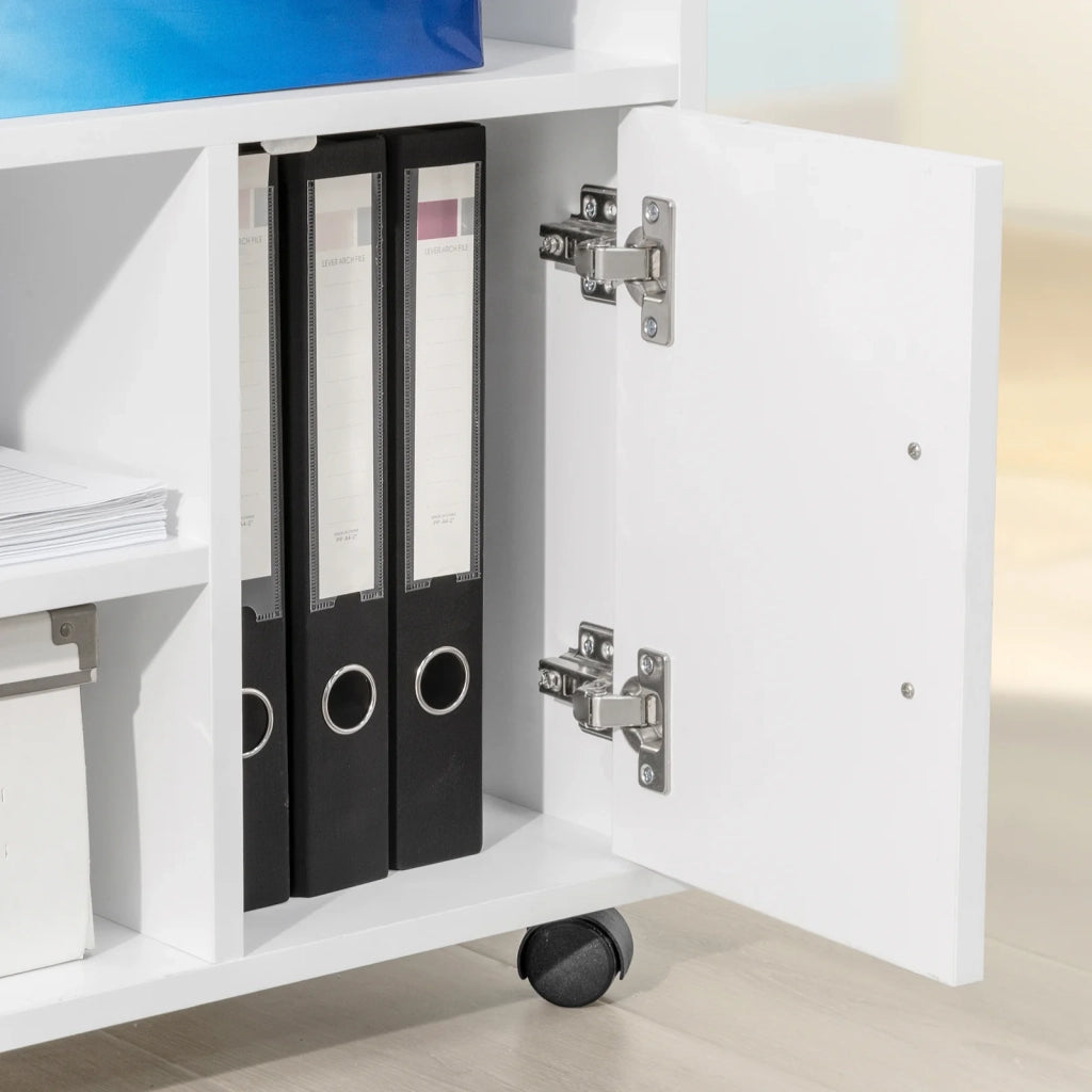 Tavolo stampante con cassetto e porta Carrello Tavolino da salotto Comodino Piccolo Comodino Bianco Comodini L50XP40xA75 cm FBT106-W