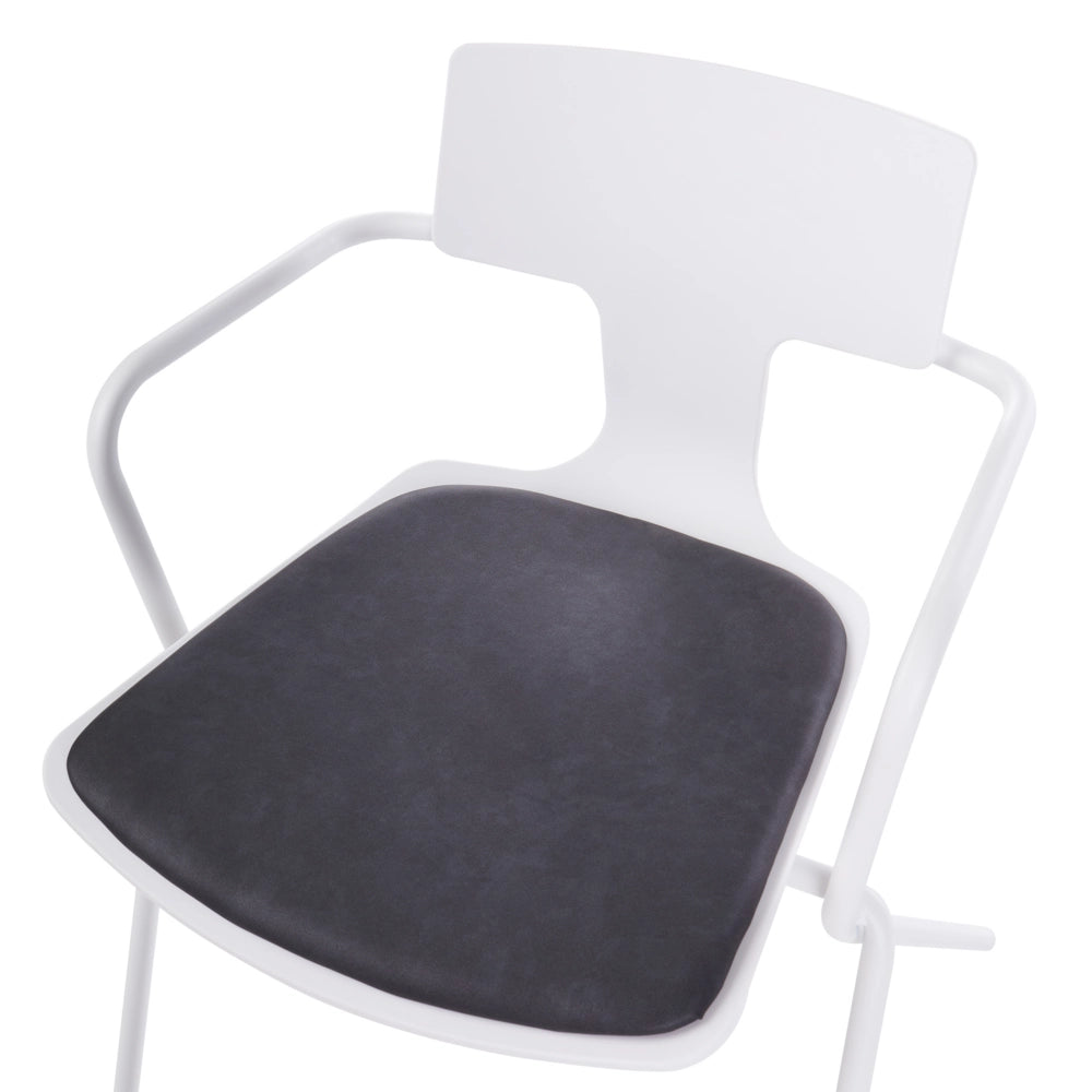 Set di 2 sedie da pranzo in plastica nera con cuscino nero stile moderno