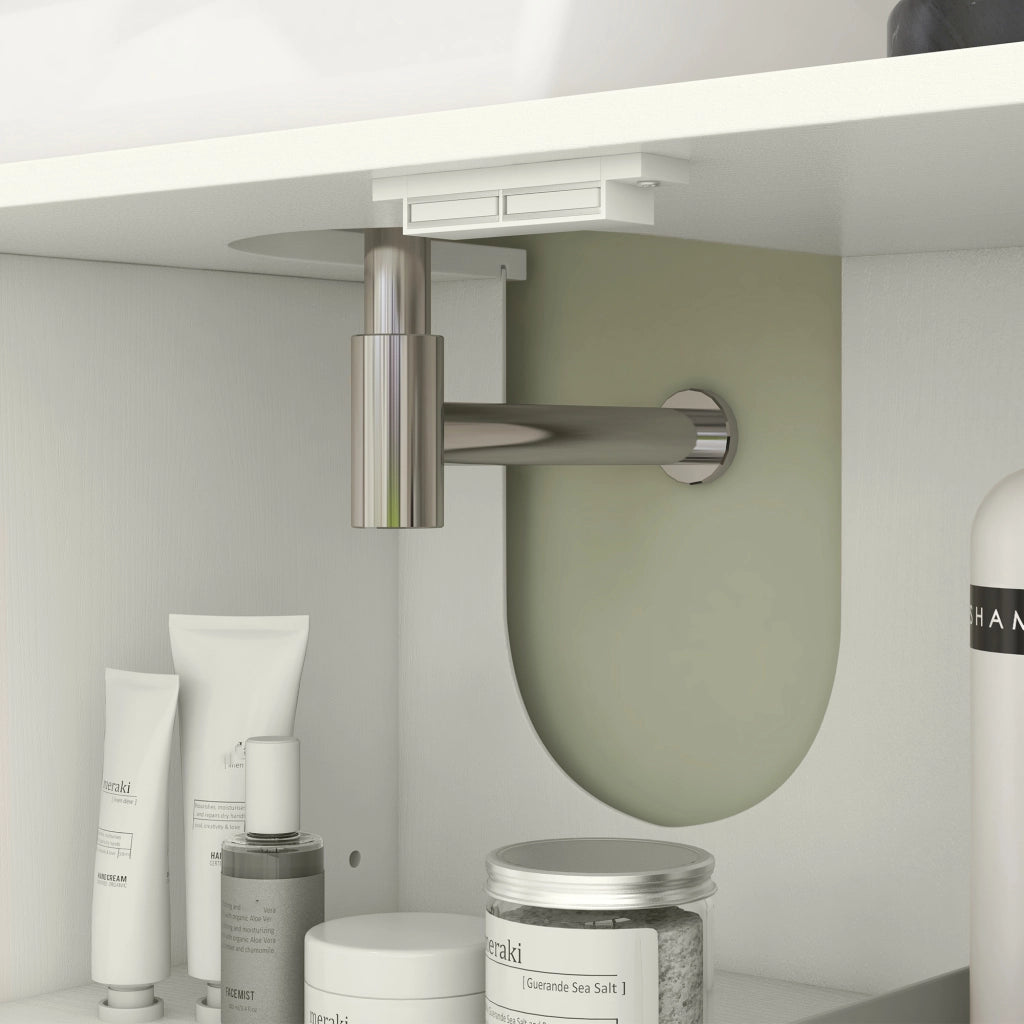 Mobile Sottolavabo Bagno con Anta e Ripiani Regolabili ¨C Zephmum ¨C Crema 90x30x63 cm