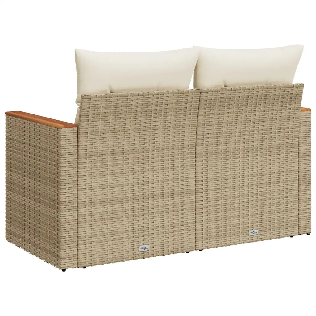 Divano da Giardino con Cuscini a 2 Posti-Sofa da Giardino-Divano da esterno Beige in Polyrattan 885956