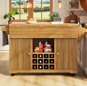 Isola da cucina mobile con piani ribaltabili, marrone scuro
