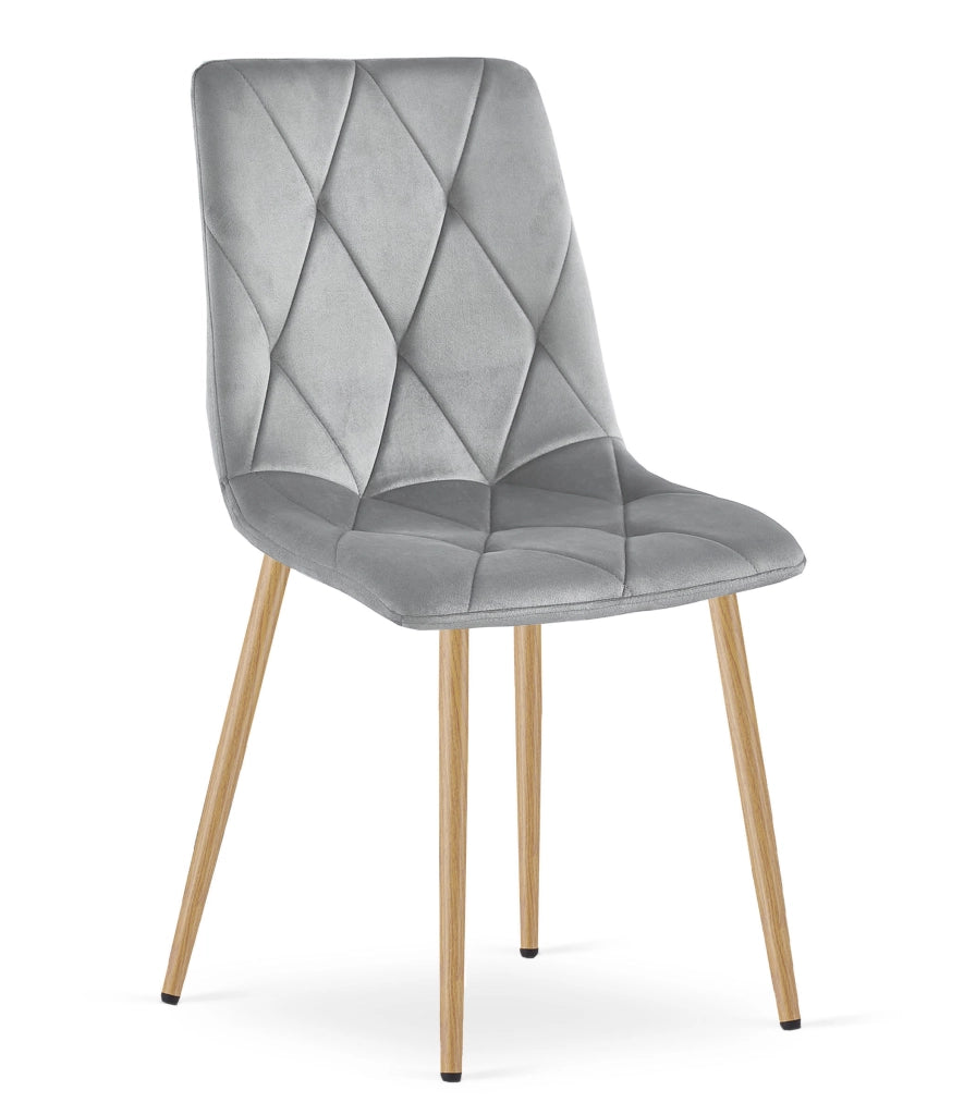 VALORA TYRA Velvet Chair - Elegante grigio chiaro per soggiorno x 4