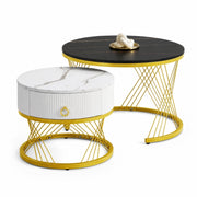 TAVOLINO da caffè modulare set da 2 pezzi MDF nero effetto marmo