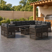 Set Divano da Giardino 13 pz Grigio polyrattan 3436568