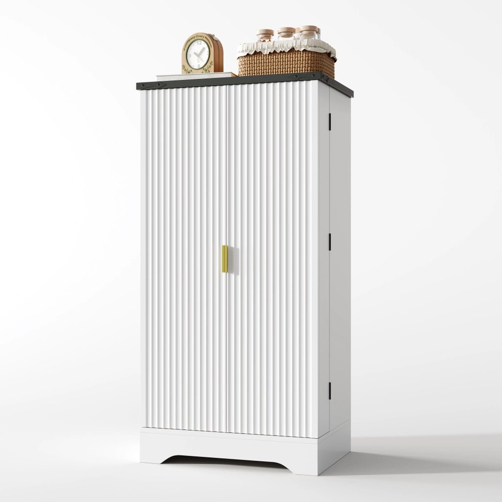Mobile Dispensa 60;5x40x120 cm Bianco con LED Sensore; 2 Ante; Ripiani Regolabili e Portaspezie