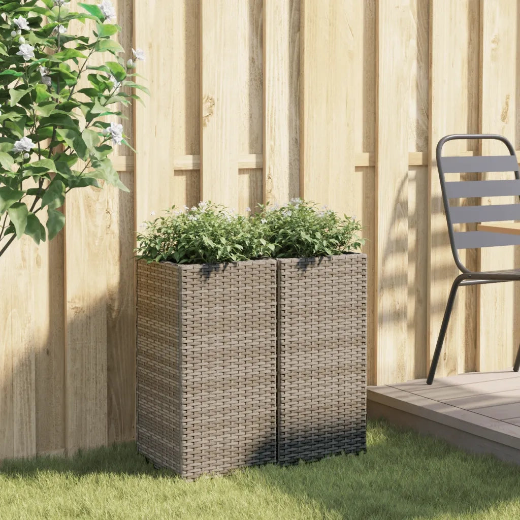 Fioriere da Giardino 2 pz Grigie 30x30x60 cm in Polyrattan 3210518