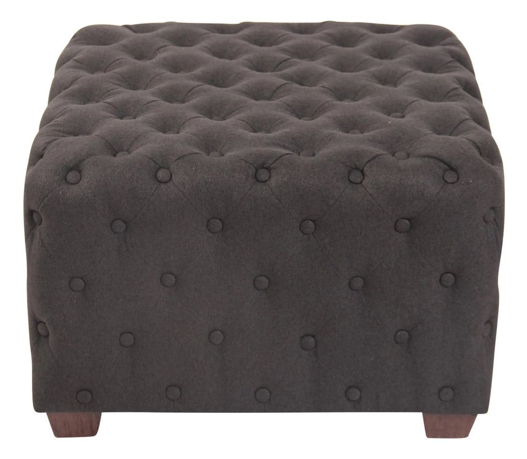 Pouf trapuntato Nimes in tessuto grigio scuro