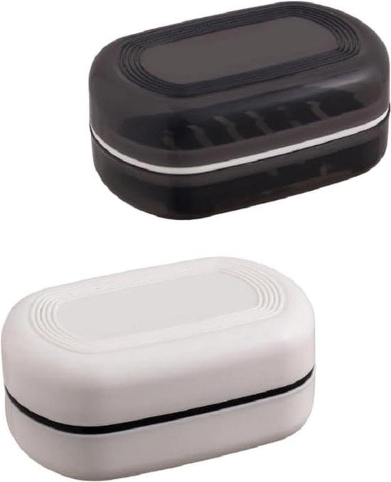 Sacchetto di sapone per doccia - Contenitore di sapone portatile in plastica con supporto - Borsa di sapone per viaggio con coperchio - Kit di doccia per bagno senza perdite da 2 pezzi