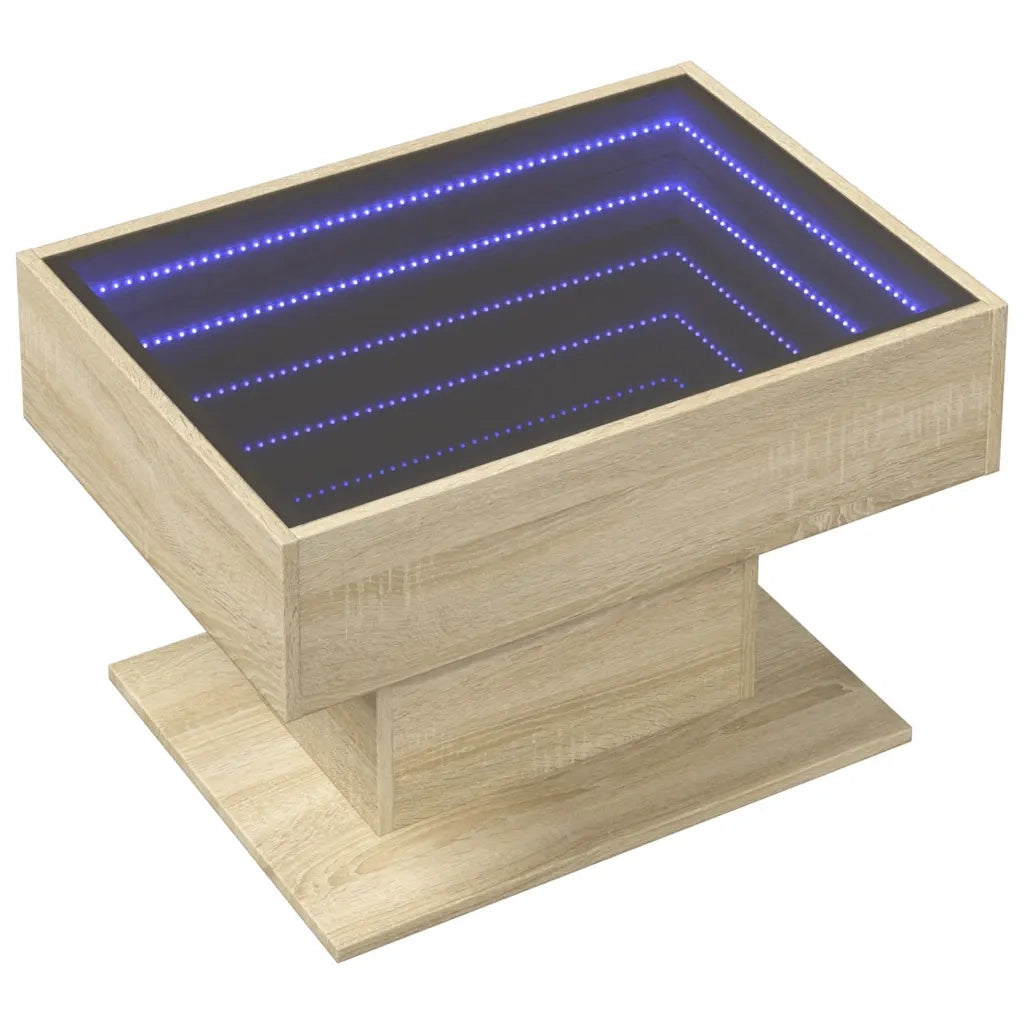 Tavolino Salotto con LED Rovere Sonoma 70x50x45 cm Multistrato 847534
