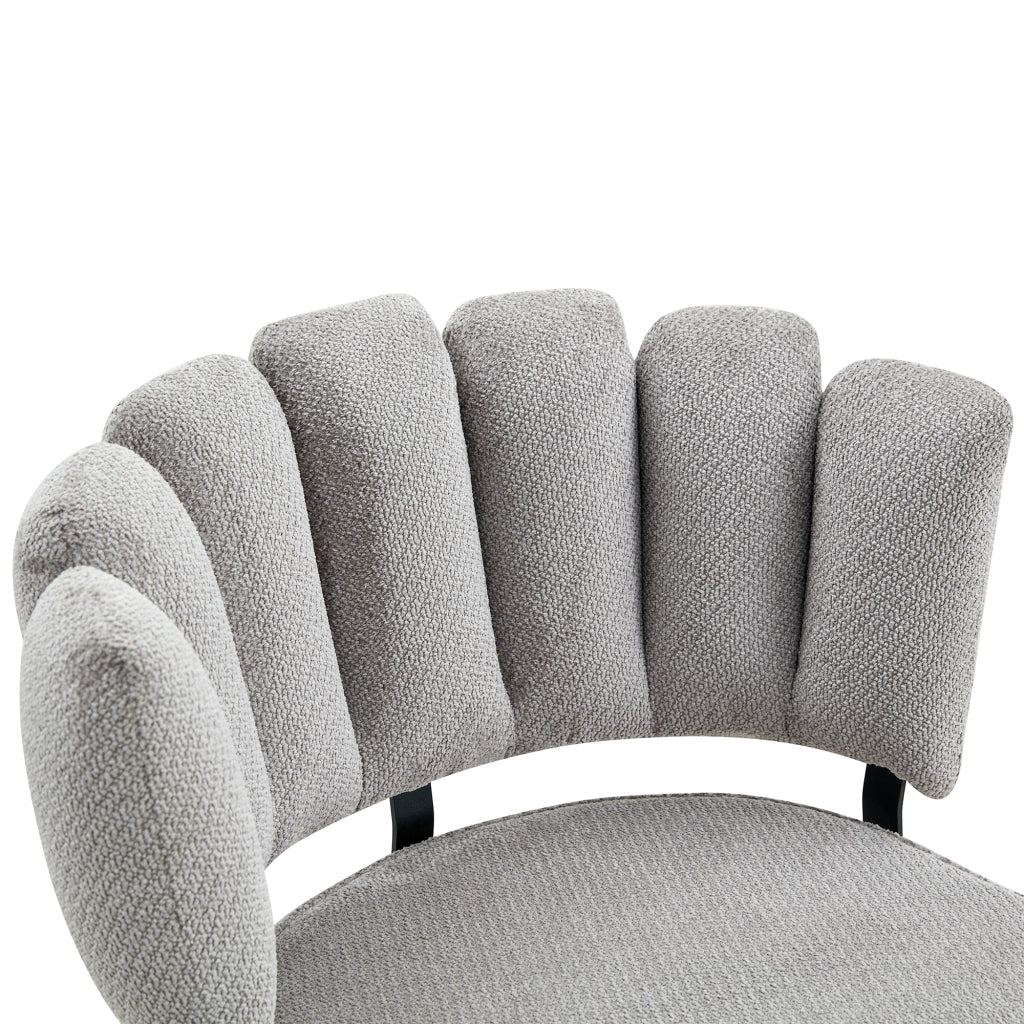 Sedia da Pranzo con Schienale a Ventaglio Ergonomico e Gambe in Metallo, in Velluto Testurizzato Grigio e Nero 80 cm