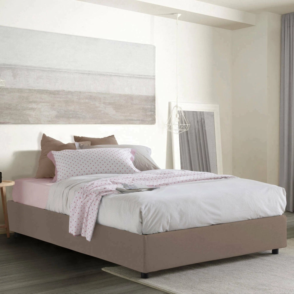 Letto Matrimoniale Alessander, Letto Matrimoniale Materasso Incluso Made in Italy, Grigio Tortora\