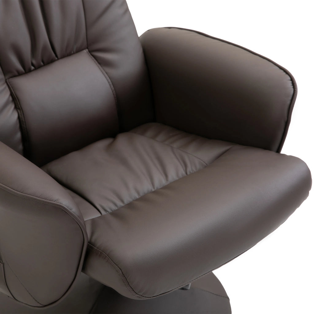 Poltrona relax TV con funzione reclinabile, 360° girevole, 10 punti massaggio, marrone