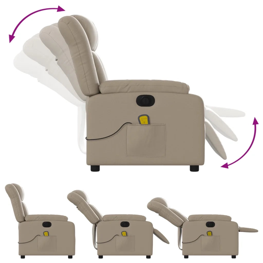 Divano Sedia-Poltrona Reclinabile Massaggio Elettrica Cappuccino Similpelle 884250