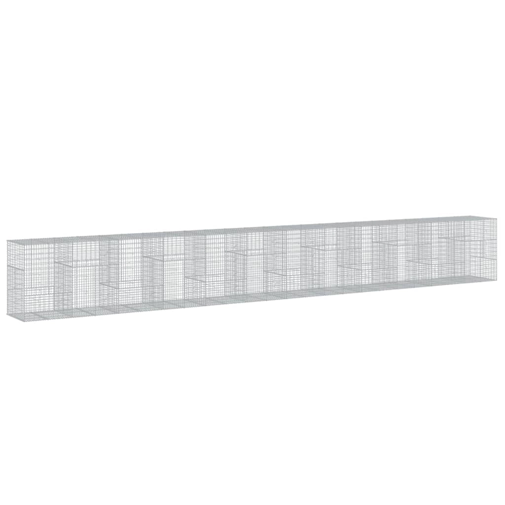 Gabbione recinto a gabbia muro di contenimento con coperchio 1200 x 100 x 150 cm ferro zincato argento 02_0040131