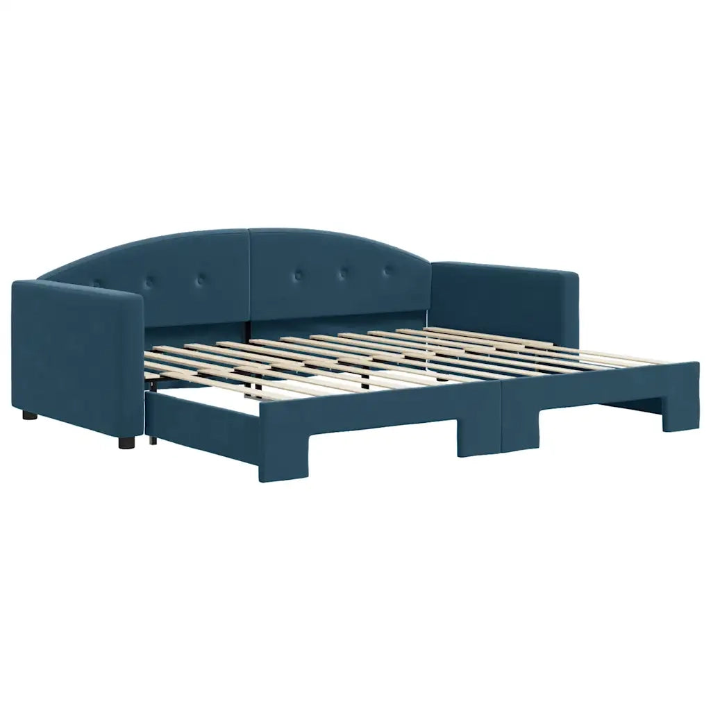 Divano Letto con Letto Estraibile Blu 90x200 cm in Velluto 3197300
