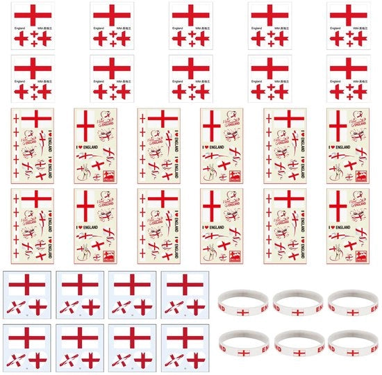 Tattoostickers a forma di cuore 8 pezzi - Bandiera inglese - Stickers per labbra - Stickers a forma di cuore - Bracciali - Carta trasferibile 6,8 x 12 cm - Accessori per tatuaggi