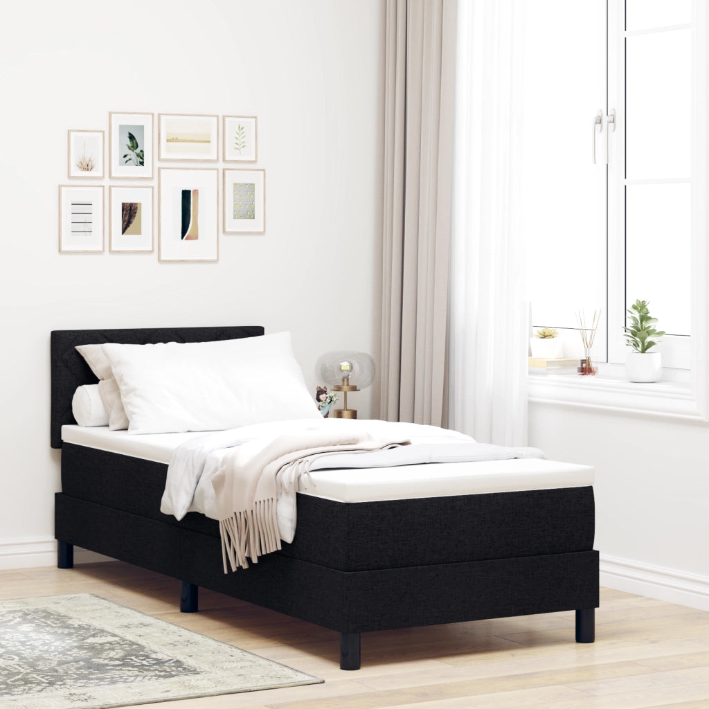 Letto Box Spring con Materasso & LED Nero 80x200 cm Tessuto