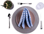 Servetten azzurre e bianche con strisce orizzontali, 100% cotone, 45 x 45 cm, ideali per decorazioni di tavola, idee per Natale, Pasqua, matrimoni e feste.