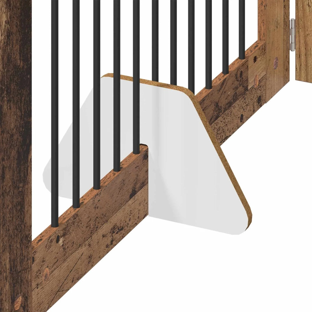 Cancello per cani con supporti 2 pz Legno antico 100 x 60 cm CFW9027788