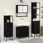 Set Mobili Bagno 4 Pezzi Quercia Nera Legno Ingegnerizzato