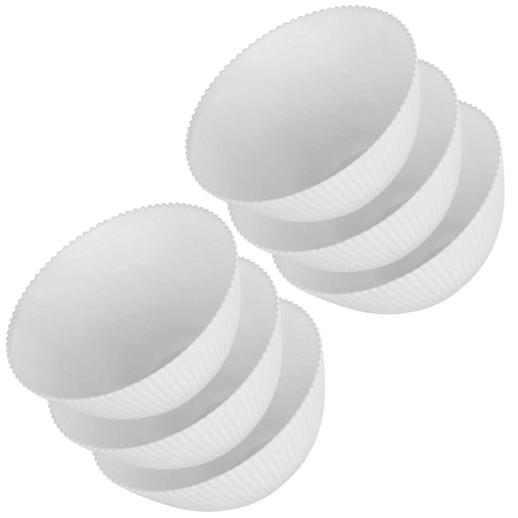 Set di 6 ciotole da insalata KADAX in vetro da 15 cm per zuppe e snack, bianche, scanalate.
