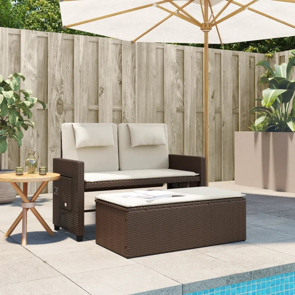 Panca Reclinabile da Giardino con Cuscini Marrone in Polyrattan 365818