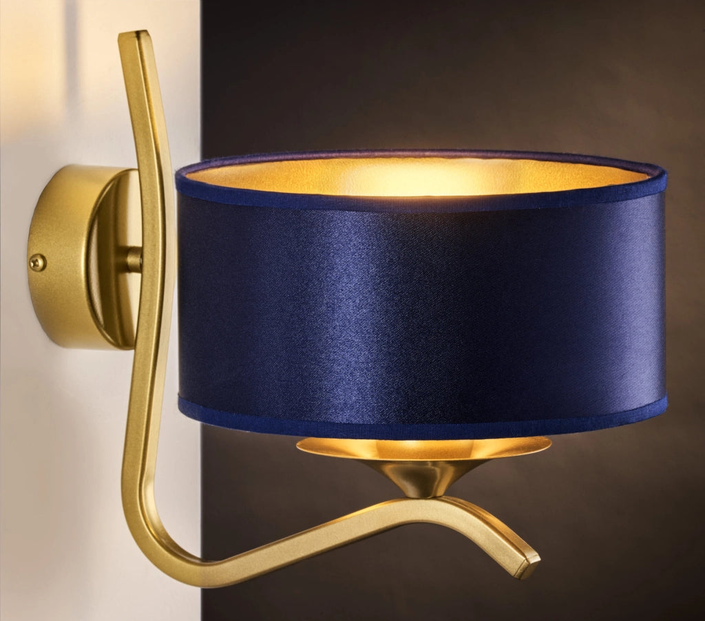 Applique parete decorativa oro lucido blu E27 15W Jupiter