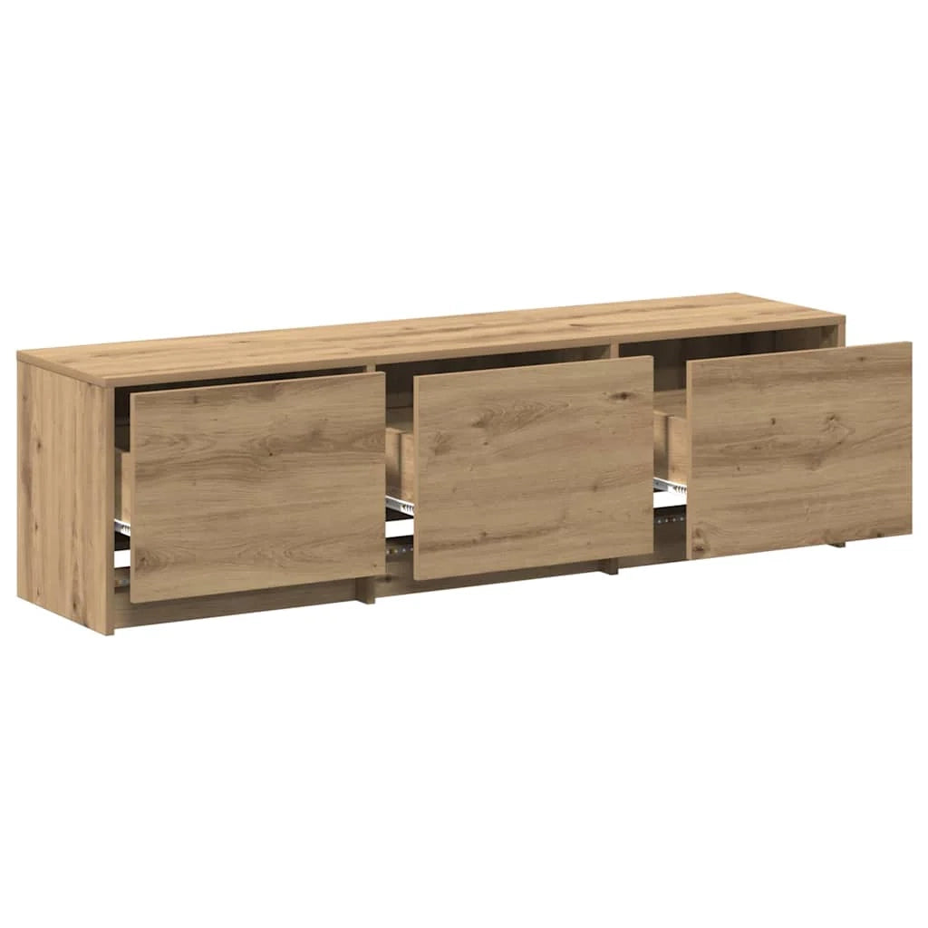 Mobile TV rettangolare moderno con cassetto illuminato a LED 140 x 34 x 40 cm finitura rovere ingegnerizzato 02_0056326