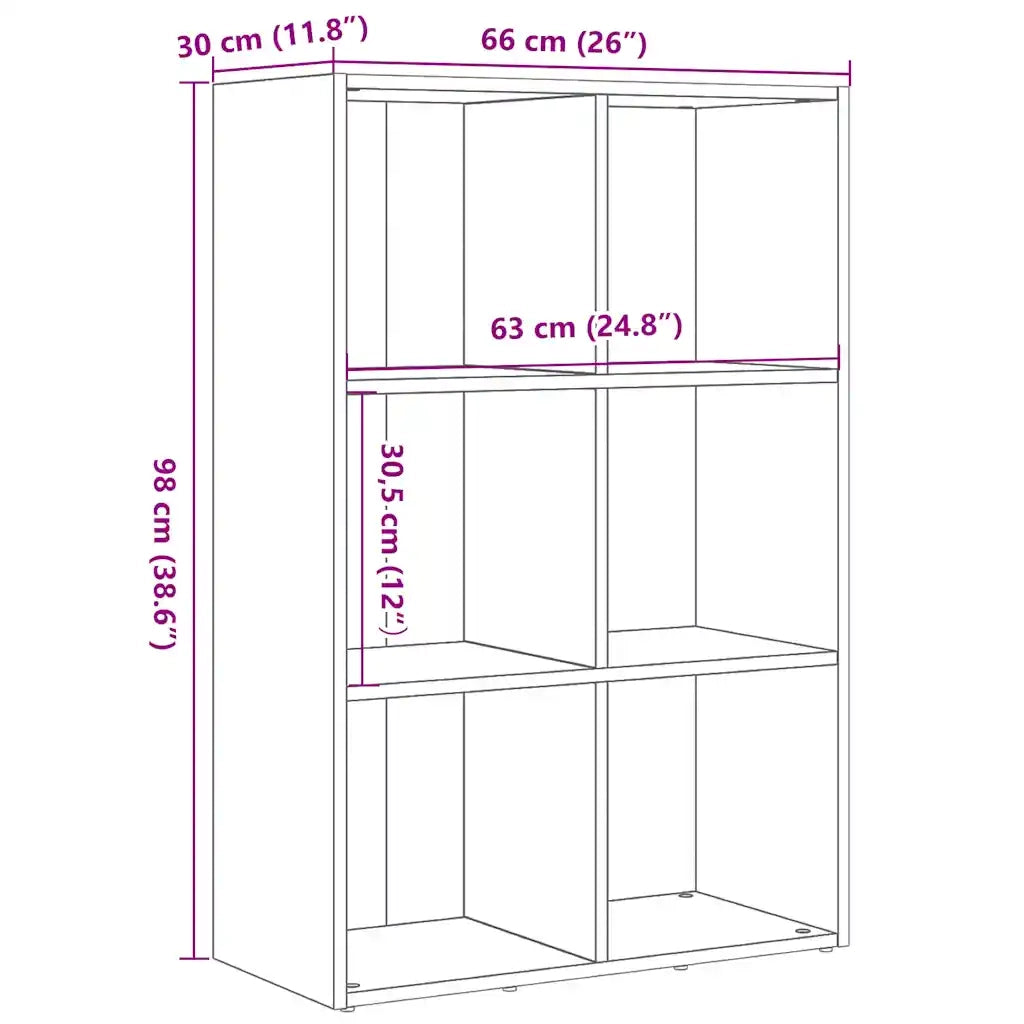 Libreria Rovere Nero 66x30x98 cm in Legno Multistrato