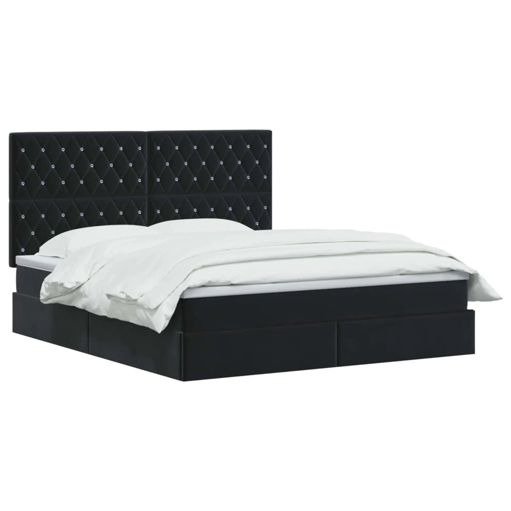 Letto con contenitore LED e materasso Nero 160 x 200 cm Velluto 3460082