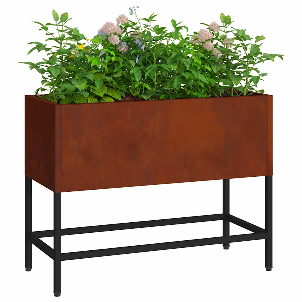 Vaso da giardino-Fioriera Esterno-Contenitore per Piante Rialzato Ruggine 60 x 26 x 45 cm