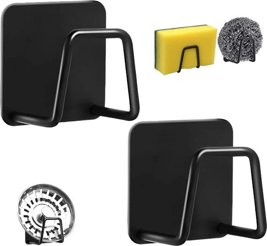 Due supporti per asciugatrice per cucina - supporto per asciugatrice in acciaio inossidabile - supporto per asciugatrice - lavello - lavello per cucina - deposito e asciugatura in casa - nero