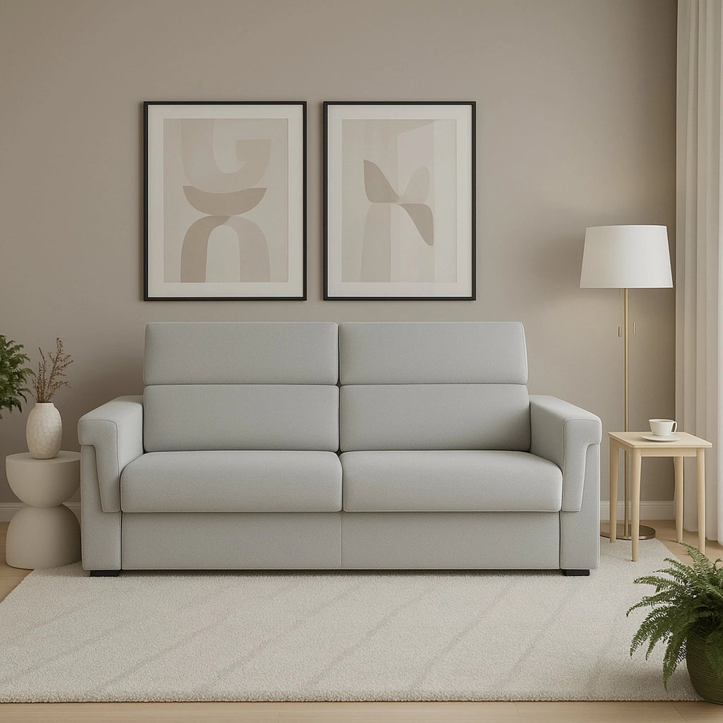 Cantu, Divano Fisso 3 Posti Sfoderabile Made in Italy, 225x95 cm Beige