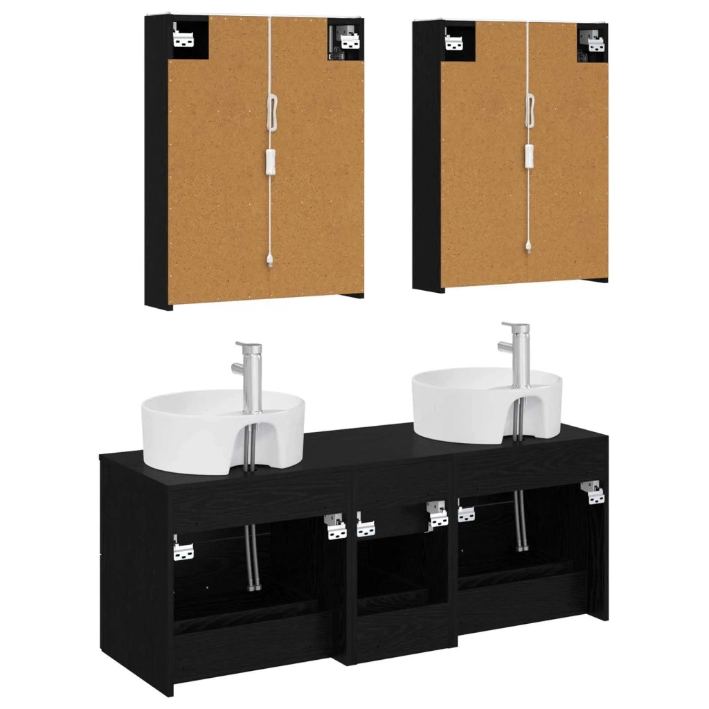 Set di mobili per il bagno 5 pcs Rovere Nero 3406928