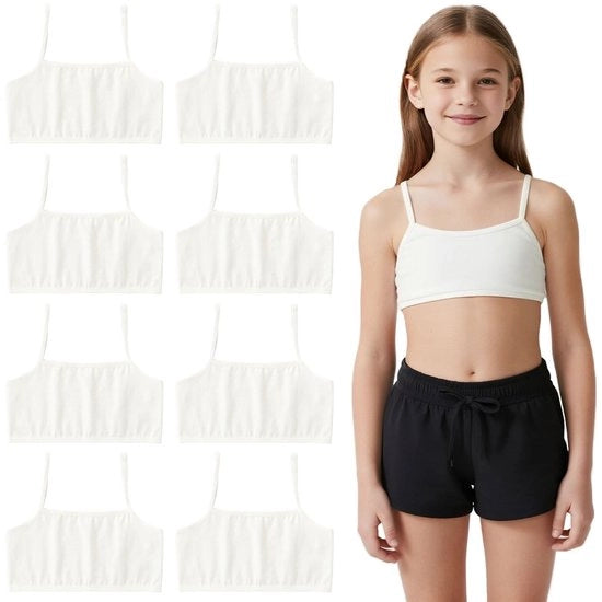 Sottoveste Sportivo per Bambine - 6 Pezzi - Crop Tops - Cotone Soffice - Senza Piena - Adatto per 8-12 Anni