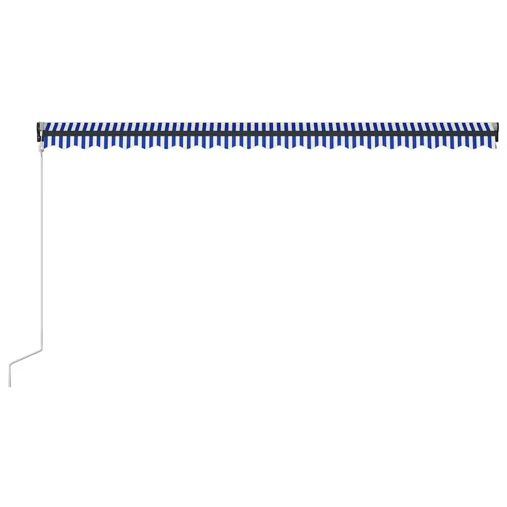 Tenda con Sensore Vento e LED 500x300 cm Blu e Bianca 3051283