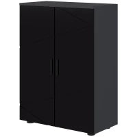 kleankin Mobiletto Bagno 2 Ante in Legno con 3 Ripiani e Chiusura Ammortizzata, 60x30x82cm, Nero