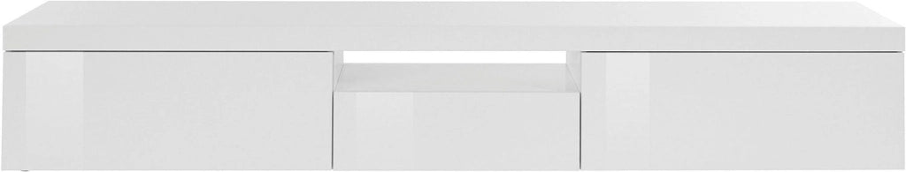 Mobile Tv 3 Ante e Ripiano a Giorno 220x40x35 cm Essential 2A 1R Bianco Lucido