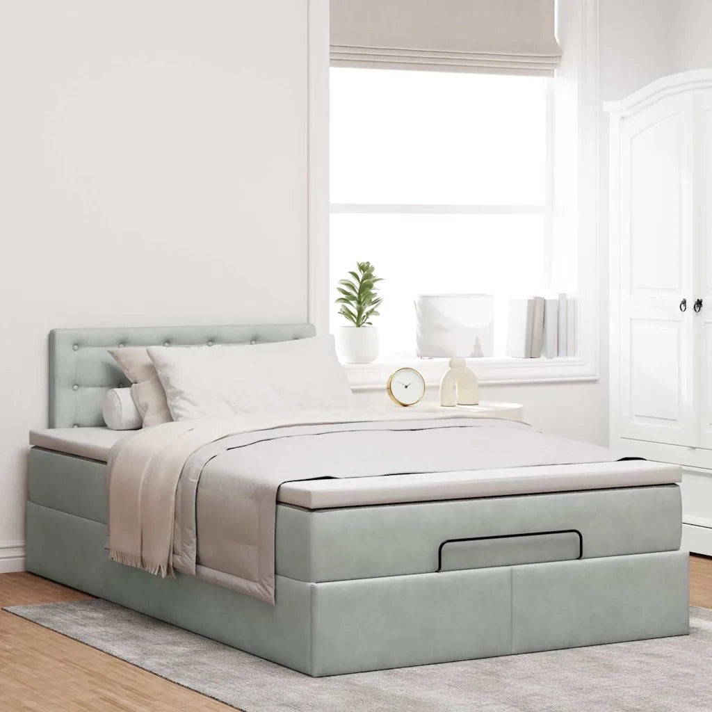 Struttura Letto Pouf con Materasso 120x200 cm Velluto 3312758