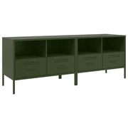 Mobile TV multimediale scaffale TV credenza mobile TV sala da pranzo soggiorno camera da letto 2 pezzi verde oliva 68 x 39 x 50,5 cm acciaio verde 02_0028644